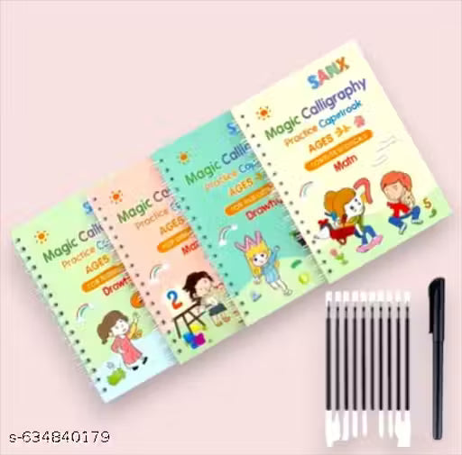 Magic Practice Copybook, (4 Book + 10 Refill+ 1Pen +1 Grip)