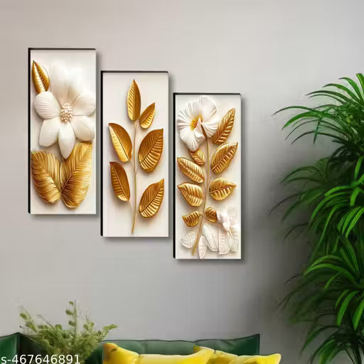 3 Flower UV textured self adeshive wall painting